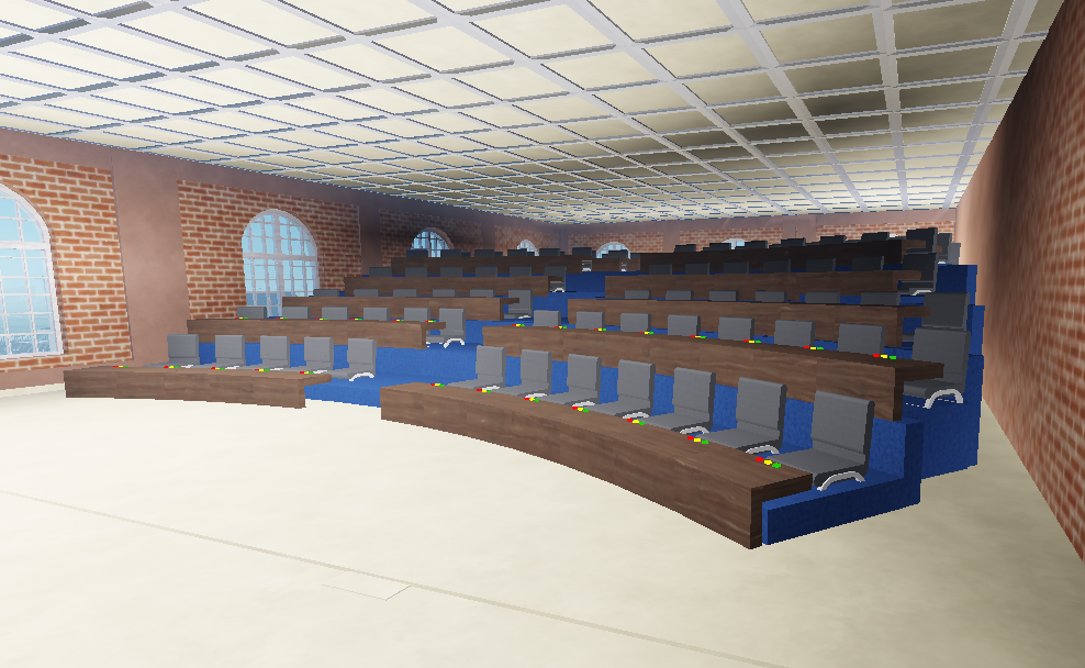 Curved member benches inside the Chamber of Commons